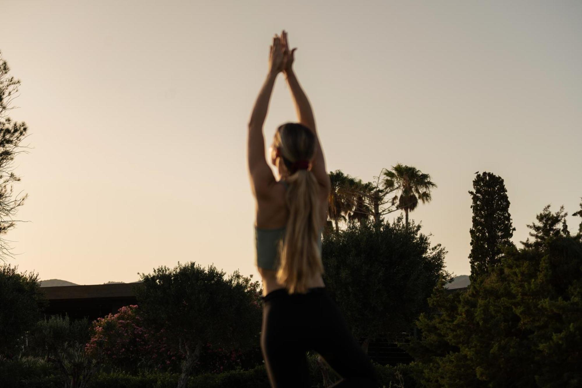Minos Palace Resort - Adults Only آغيوس نيكولاوس المظهر الخارجي الصورة A woman practicing yoga